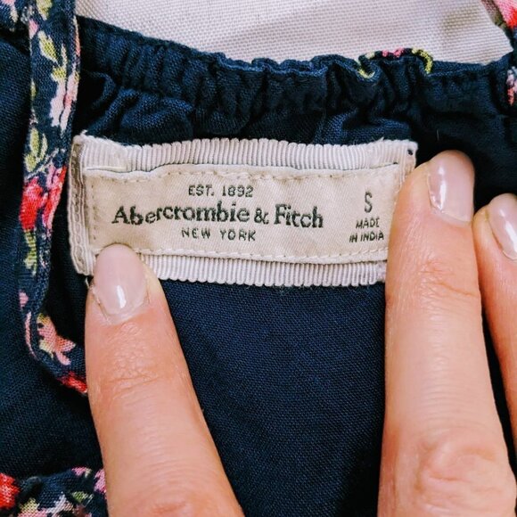 Abercrombie & Fitch Womens Size S Sundress Navy Blue w/Pink Floral - Picture 5 of 5